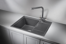 6503, ГРАФИТ (ЧЁРНО-СЕРЫЙ), кухонная мойка, кварц