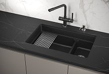 KS-7304U, ШВАРЦ (чёрный металлик), кухонная мойка, кварц