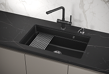 KS-7303U, ШВАРЦ (чёрный металлик), кухонная мойка, кварц