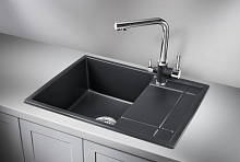 6501, ШВАРЦ (чёрный металлик), кухонная мойка, кварц