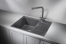 6503, ГРАФИТ (ЧЁРНО-СЕРЫЙ), кухонная мойка, кварц