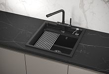 KS-5002, ШВАРЦ (чёрный металлик), кухонная мойка, кварц
