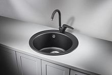 4801, ШВАРЦ (чёрный металлик), кухонная мойка, кварц