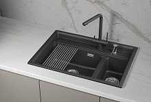 KS-7302i, ЧЁРНЫЙ  кухонная мойка, кварц
