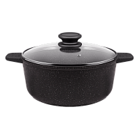 Кастрюля MAUNFELD GALAXITE MF24GLX01CR из литого алюминия со стеклянной крышкой, 24 см, 4 л