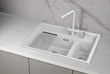 KS-7302i, АРКТИК (БЕЛЫЙ), кухонная мойка, кварц