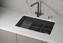 KS-7304iU, ЧЁРНЫЙ  кухонная мойка, кварц