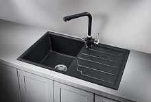 8002, ЧЁРНЫЙ, кухонная мойка, кварц