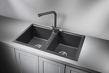 8101, ГРАФИТ (ЧЁРНО-СЕРЫЙ), кухонная мойка, кварц