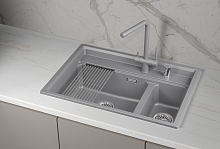 KS-7302i, АЛЮМИНИУМ, кухонная мойка, кварц