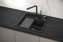 KS-5002, ШВАРЦ (чёрный металлик), кухонная мойка, кварц