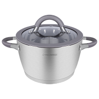 Кастрюля MAUNFELD LEONA MF50LN01CR из нержавеющей стали со стеклянной крышкой, 22 см, 4,2 л.