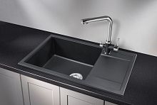 7805, ШВАРЦ (чёрный металлик), кухонная мойка, кварц