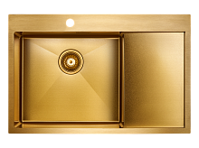 Мойка Paulmark нерж. сталь Paulmark AISI304 VELTEN 78F, PM807851-BGL , брашированное золото, левая, 