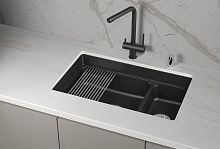 KS-7304iU, ШВАРЦ (чёрный металлик), кухонная мойка, кварц