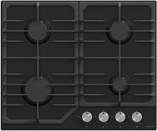 Газовая варочная панель HiSTORY HGE 640C FBK, Черная эмаль Easy Clean
