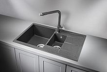 7802, ГРАФИТ (ЧЁРНО-СЕРЫЙ), кухонная мойка, кварц