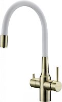 Смеситель для кухни Paulmark Salix бронза, белый шланг, Sa213419-BRw, Paulmark