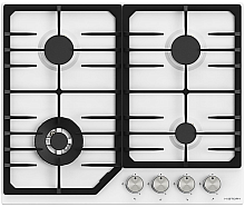 Газовая варочная панель HiSTORY HGE 643C FWH, Белая эмаль
