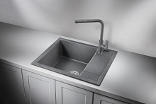 6002, ГРАФИТ (ЧЁРНО-СЕРЫЙ), кухонная мойка, кварц