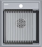 Мойка Paulmark STEPIA 45, IT-GRANIT + Ролл-мат Paulmark STEP брашированная нерж. сталь, PM114651-GRM