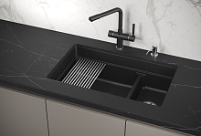 KS-7304U, ШВАРЦ (чёрный металлик), кухонная мойка, кварц