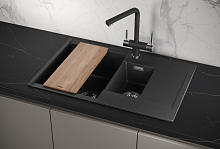 ES-7808, ЧЁРНЫЙ, кухонная мойка, кварц, ESTETICA