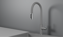 GR-8168, АЛЮМИНИУМ, СМЕСИТЕЛЬ КУХОННЫЙ С ВЫДВИЖНЫМ ИЗЛИВОМ