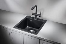 4201, ШВАРЦ (чёрный металлик), кухонная мойка, кварц