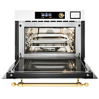 Компактный духовой шкаф Ultracombi 3 в 1 ILVE 645SNHSW/WHG белый (фурн. латунь)