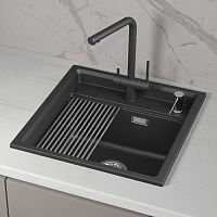 KS-5002i, ЧЁРНЫЙ  кухонная мойка, кварц