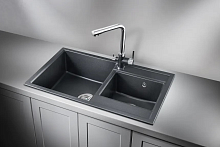 8201, ШВАРЦ (чёрный металлик), кухонная мойка, кварц