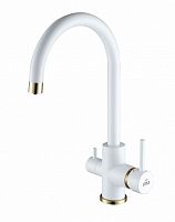 Смеситель для кухни Paulmark ESSEN, белый матовый-бронза, Es213211-431BR, Paulmark