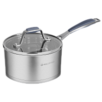 Ковш MAUNFELD MADISON MF18MS01SP из нержавеющей стали со стеклянной крышкой, 16 см, 1,8 л.