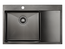 Мойка Paulmark нерж. сталь Paulmark KRONER 78F, PM217851-GML, вороненая нерж. сталь, левая, 780х510м