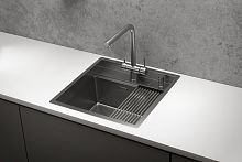 KS-5051, СТАЛЬ САТИН, стальная кухонная мойка KITCHEN SPACE