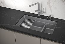 KS-7304U, АЛЮМИНИУМ, кухонная мойка, кварц