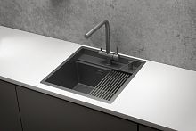 KS-5051, ГРАФИТ МАТОВЫЙ, стальная кухонная мойка KITCHEN SPACE
