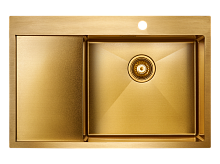 Мойка Paulmark нерж. сталь Paulmark AISI304 VELTEN 78F, PM807851-BGR , брашированное золото, правая,