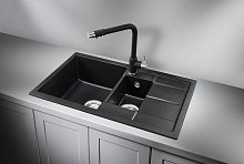 7802, ЧЁРНЫЙ, кухонная мойка, кварц