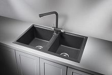 8101, ГРАФИТ (ЧЁРНО-СЕРЫЙ), кухонная мойка, кварц