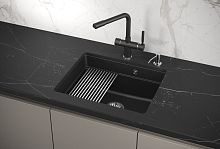 KS-5501U, ШВАРЦ (чёрный металлик), кухонная мойка, кварц
