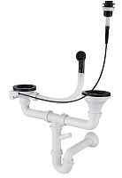 Сифон двойной 3 1/2" п/авт с круг пер черный