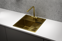 KS-5051, ЗОЛОТО САТИН, стальная кухонная мойка KITCHEN SPACE