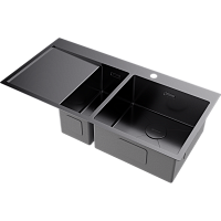 Мойка Omoikiri Akisame 100-2-R-GM нерж. сталь/вороненая сталь