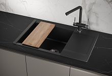 ES-7807, ШВАРЦ (чёрный металлик), кухонная мойка, кварц, ESTETICA