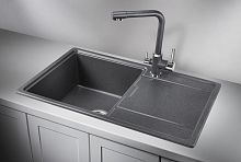 7804, ГРАФИТ (ЧЁРНО-СЕРЫЙ), кухонная мойка, кварц