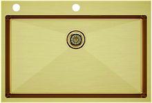 Мойка Paulmark нерж. сталь Paulmark KRONER-EDGE 75, PM777551-BG, брашированное золото, 750х510мм, Pa