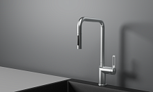 GR-8173, НЕРЖ, СМЕСИТЕЛЬ КУХОННЫЙ С ВЫДВИЖНЫМ ИЗЛИВОМ