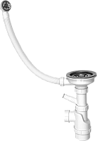 Сифон одинарный Санпласт 3 1/2" с круглым переливом, отводом и винтом